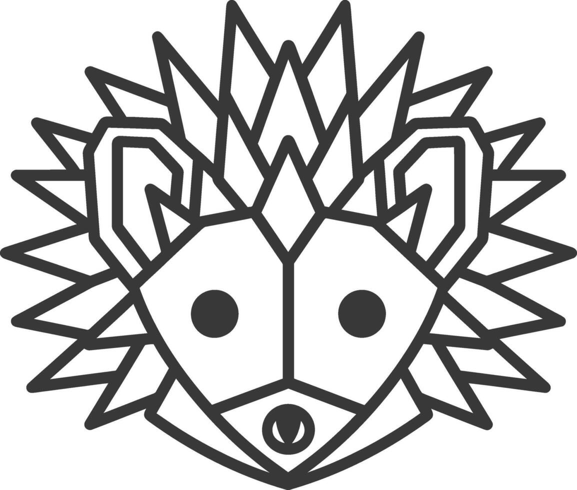 geometric art design hedgehog with sharp quills vector
