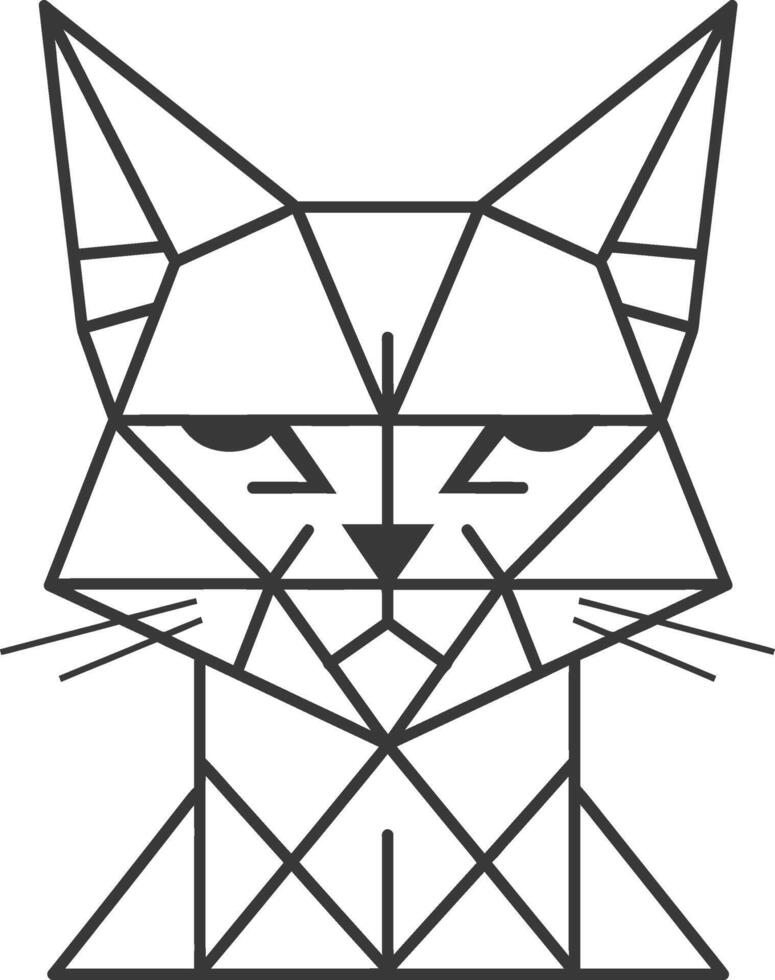 A geometric cat head with a black outline vector