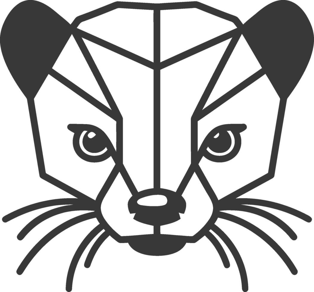 A black and white illustration of a ferret vector