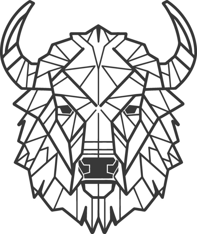 A bison head in a geometric style vector