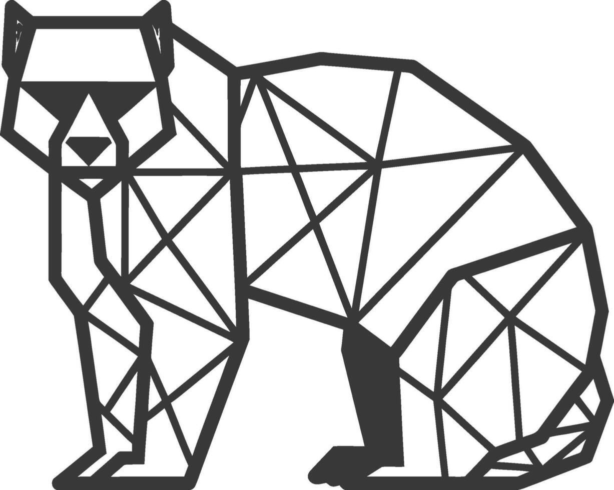 A black and white geometric bear vector