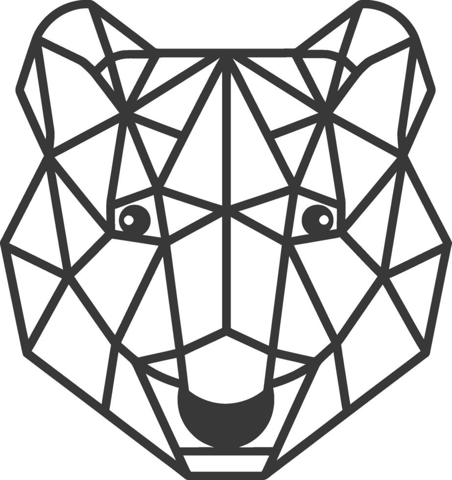 A black and white geometric bear head vector