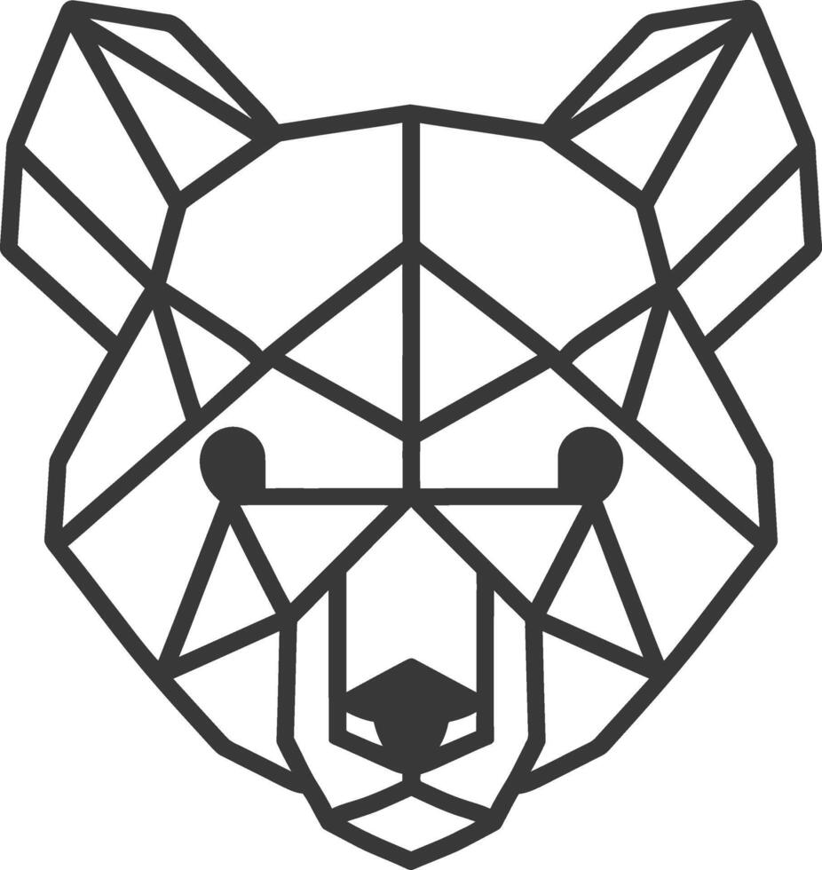 A black and white geometric bear head vector
