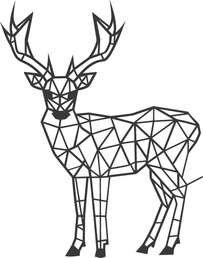 geometric art design deer with intricate lines vector