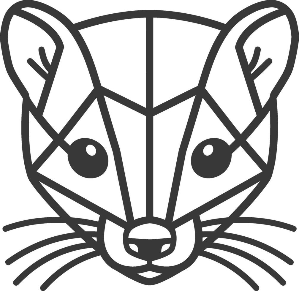 A black and white drawing of a rat vector