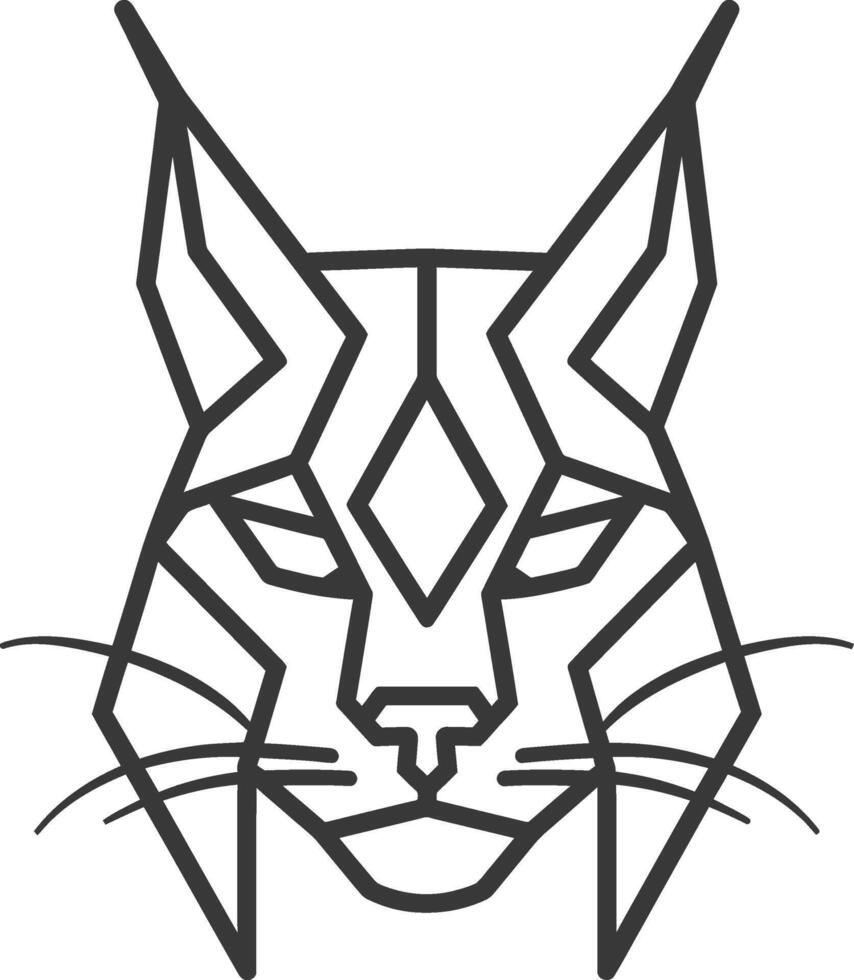 geometric art design lynx portrait in black and white vector