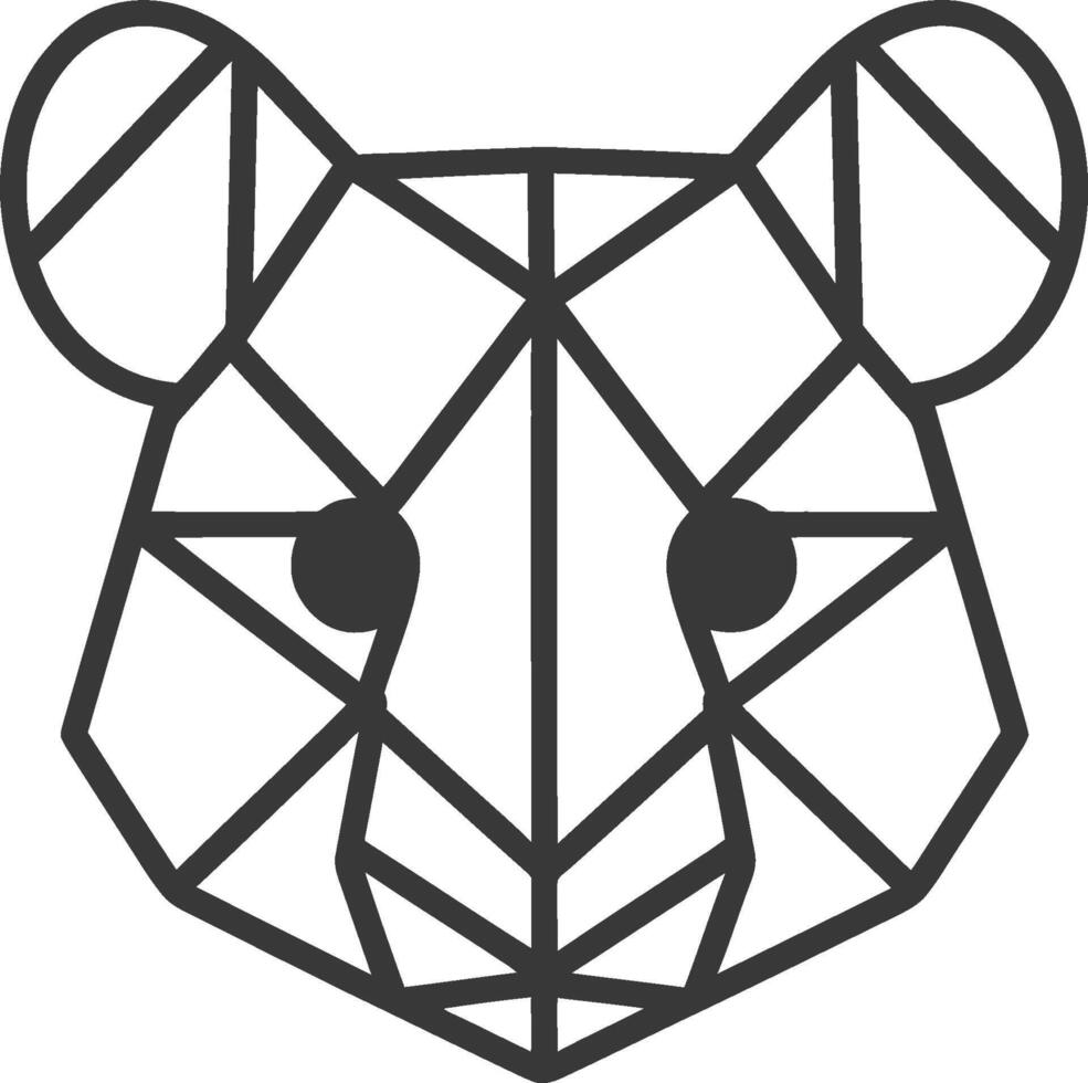 A geometric bear head with a black outline vector