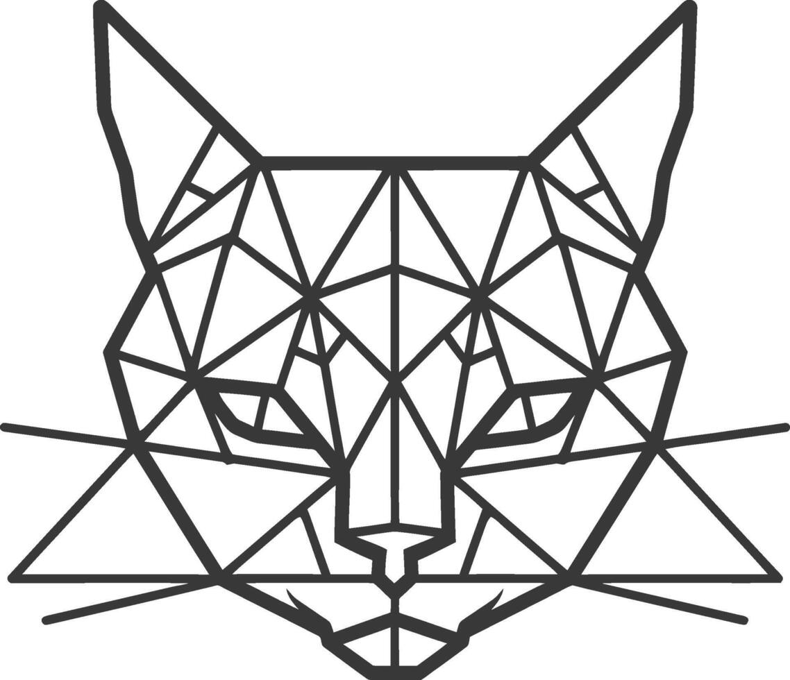 A geometric cat head with a black outline vector
