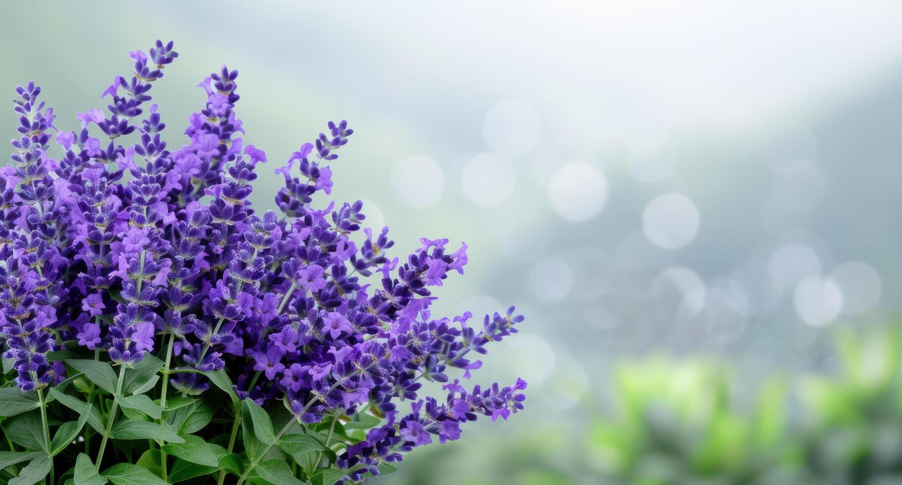Vibrant purple lavender flowers in a garden photo