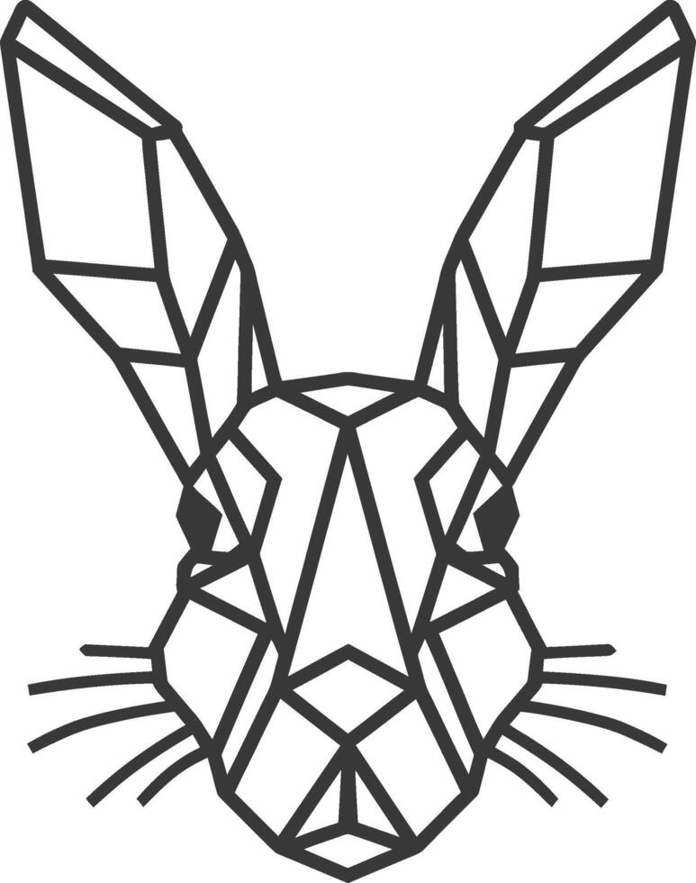 A black and white geometric rabbit head vector