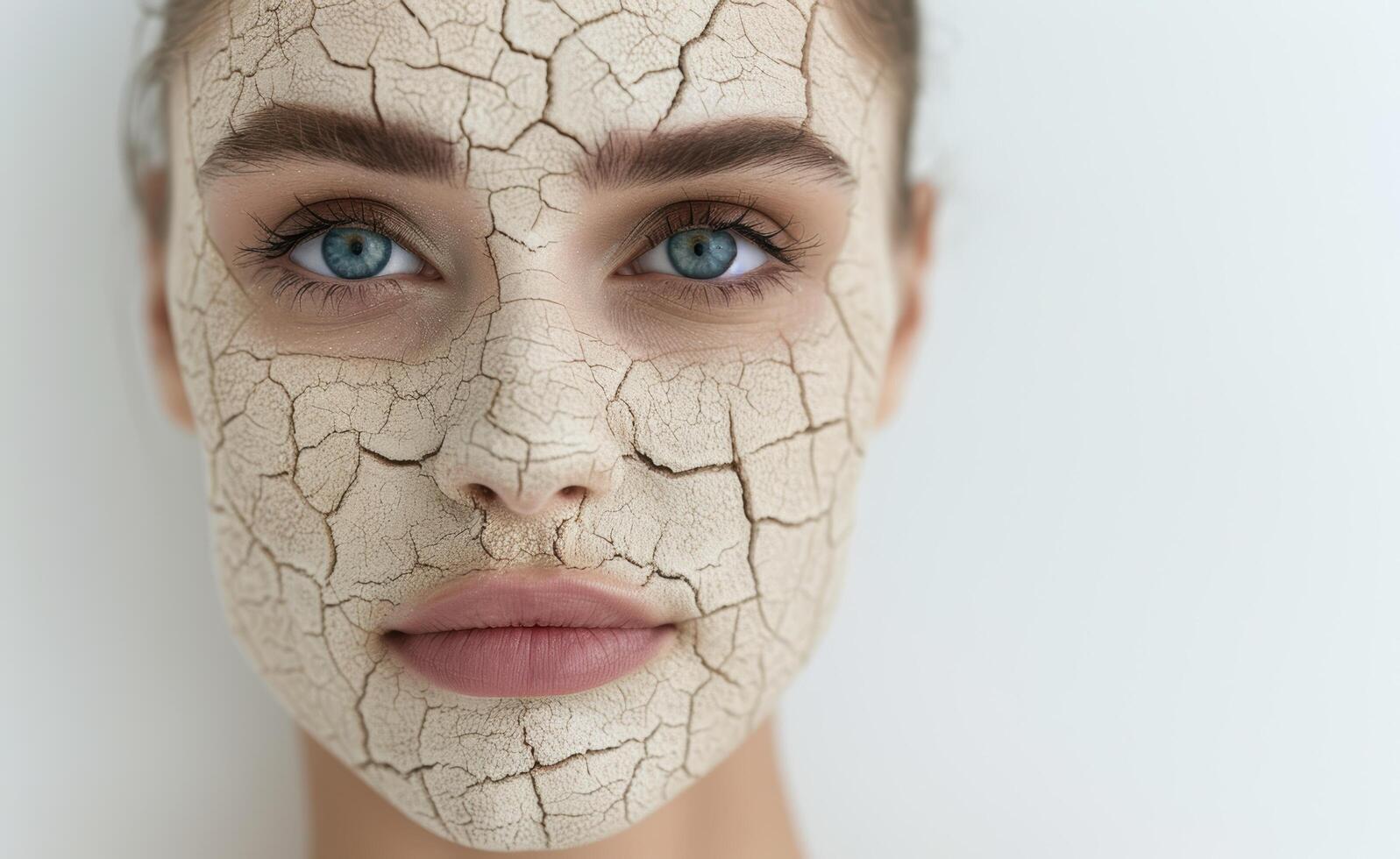 Cracked skin texture on womans face photo