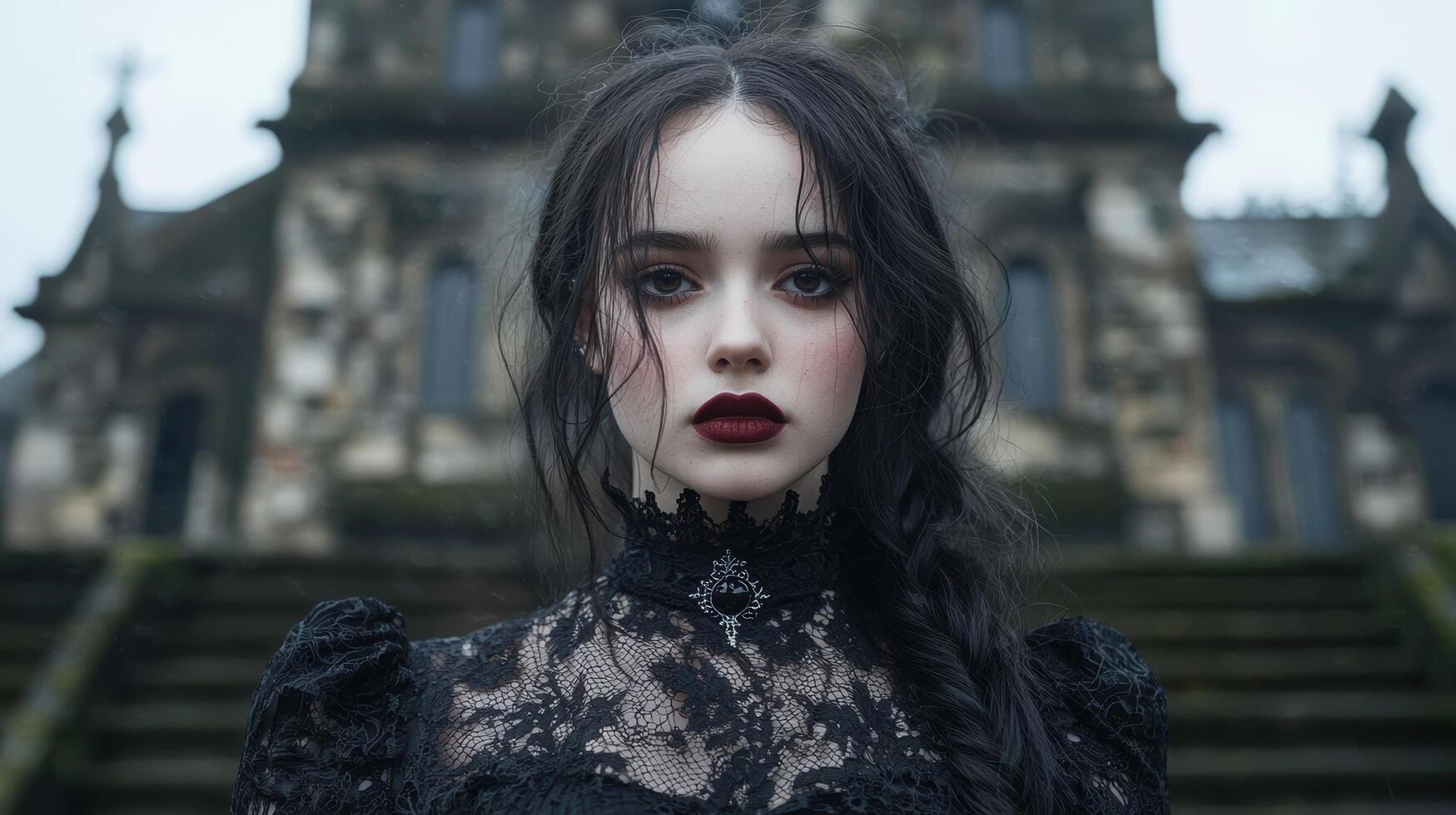 dark gothic portrait of a mysterious woman photo