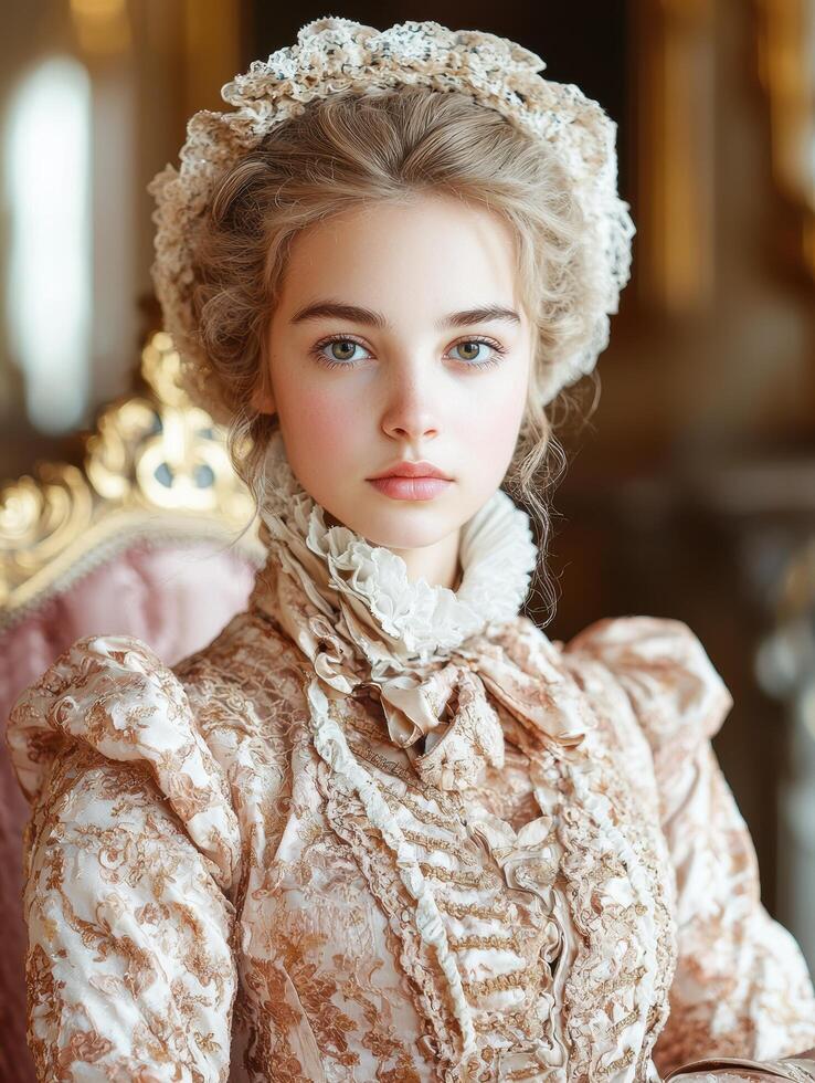 Elegant woman in historical costume photo