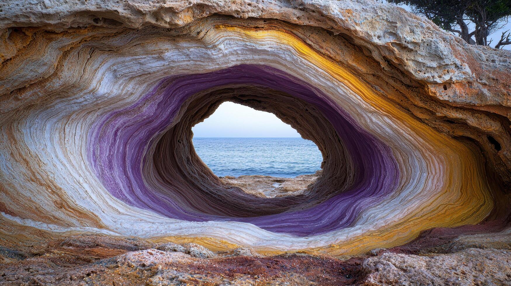 Vibrant rock formation with colorful layers photo