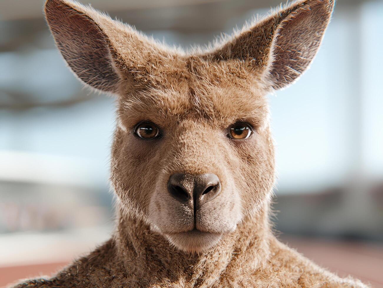 close up portrait of a curious kangaroo photo