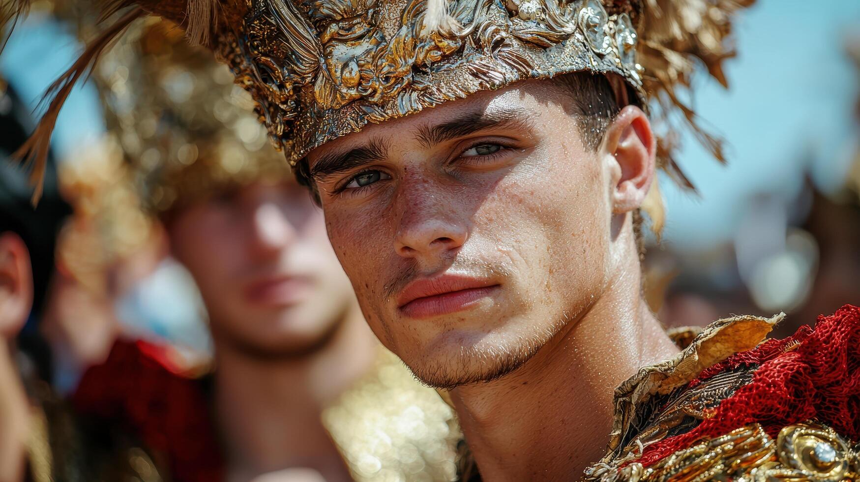 Ornate warrior in ceremonial costume photo