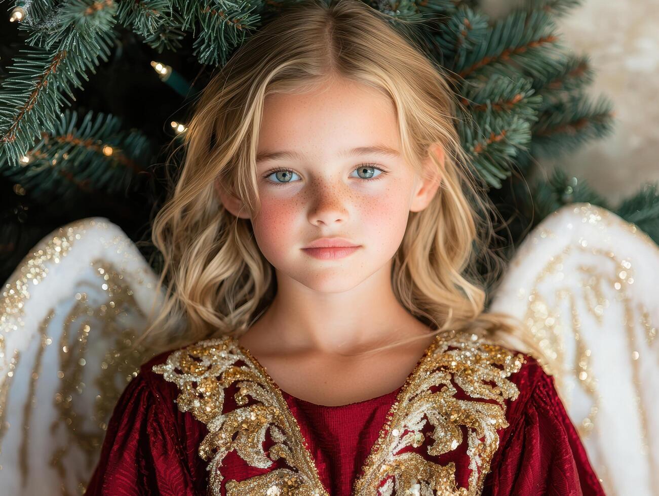young girl in festive holiday outfit photo