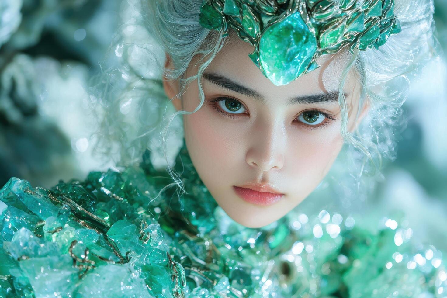 Enchanting winter fairy portrait photo