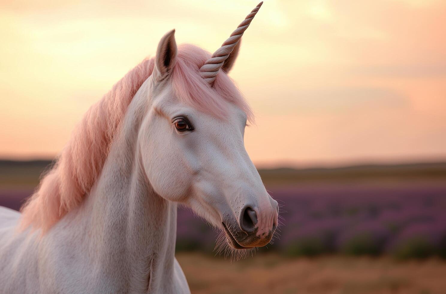 Majestic unicorn at sunset photo