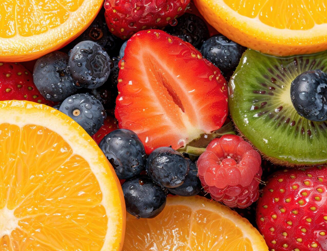 Assortment of fresh and juicy fruits photo