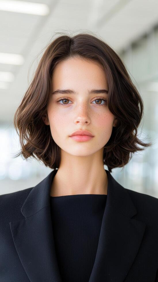 Elegant young woman in black outfit photo