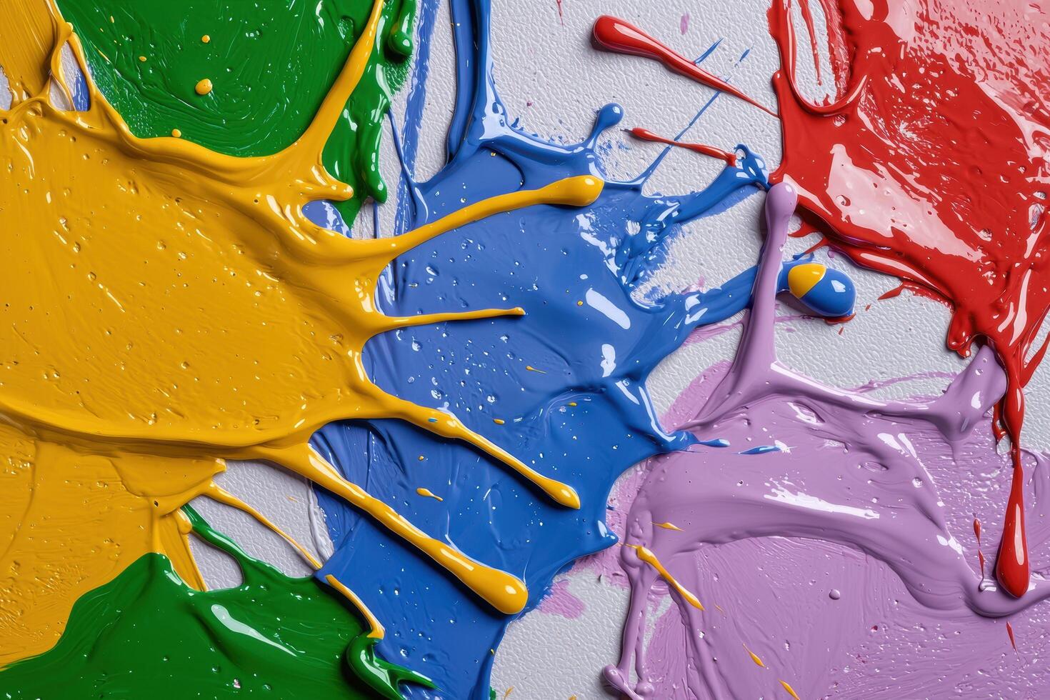 Colorful paint splashes and drips photo