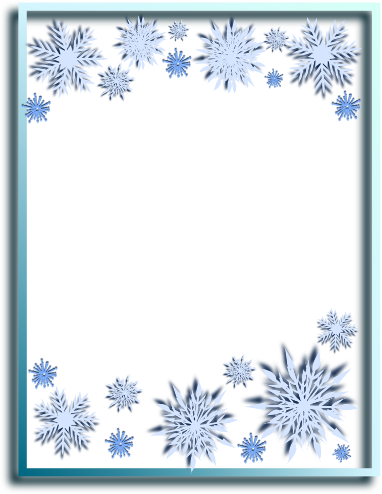 Blue frame with snowflake ornament clipart png