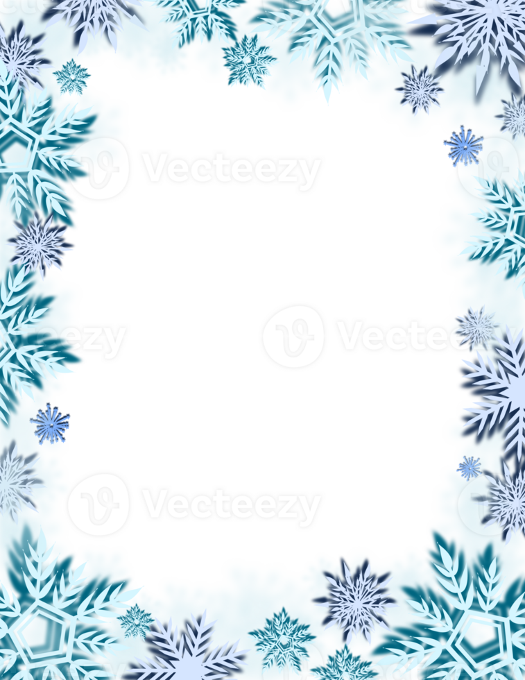 Blue snowflake frame border png