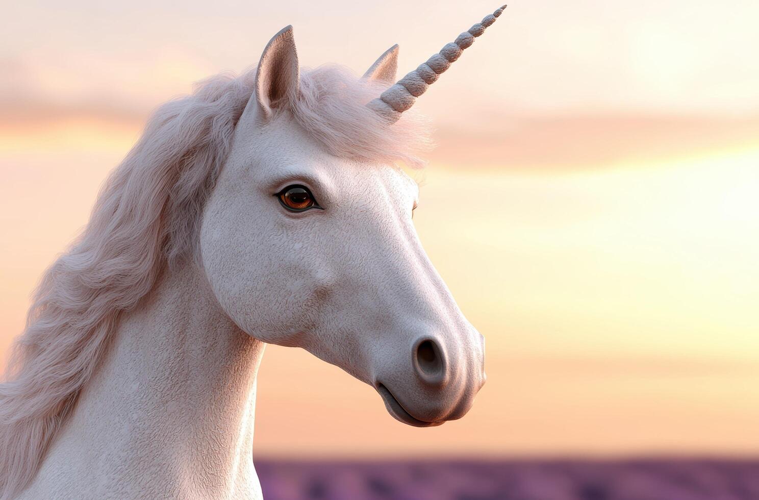 Majestic unicorn at sunset photo