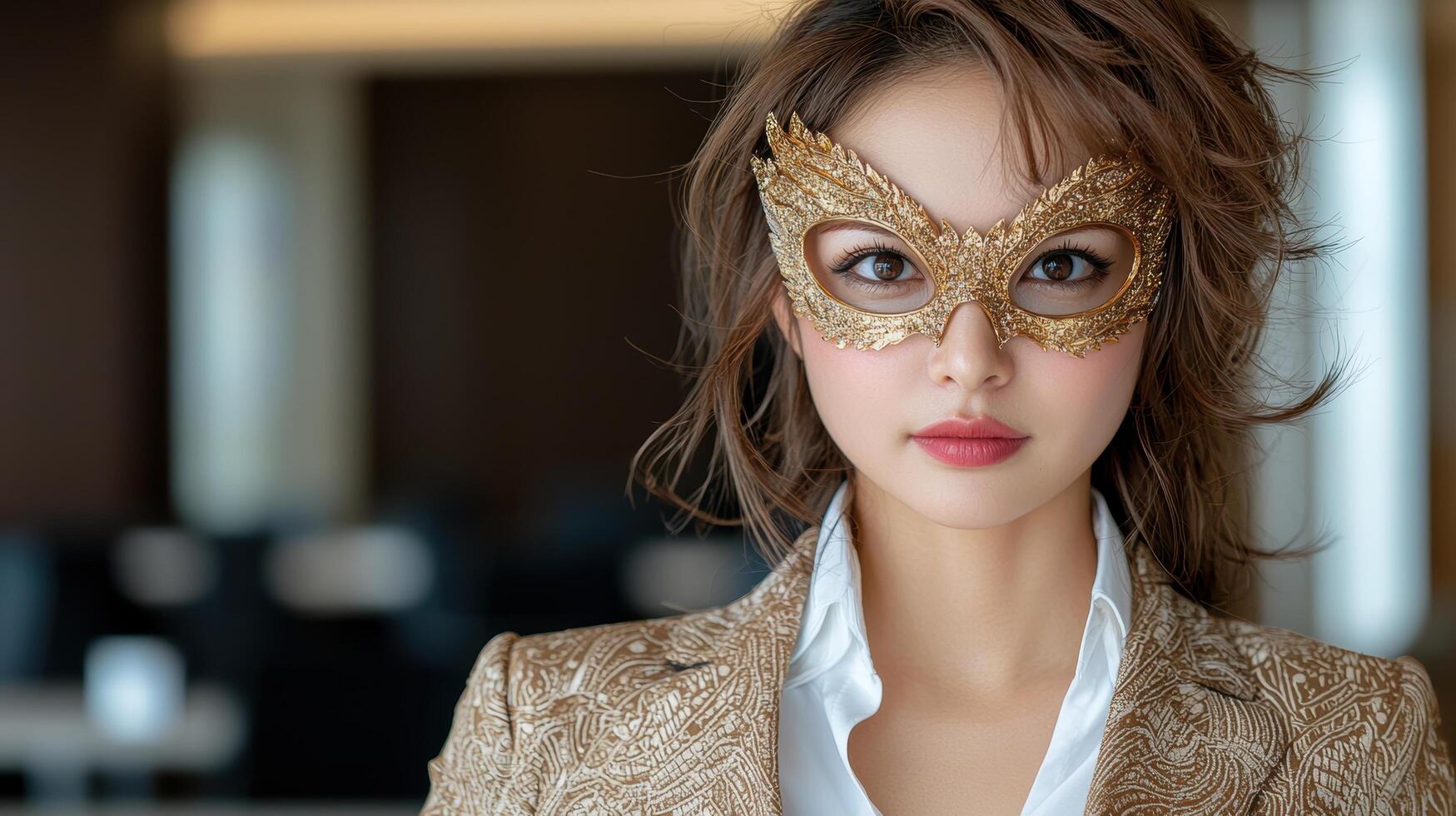 woman wearing golden mask photo