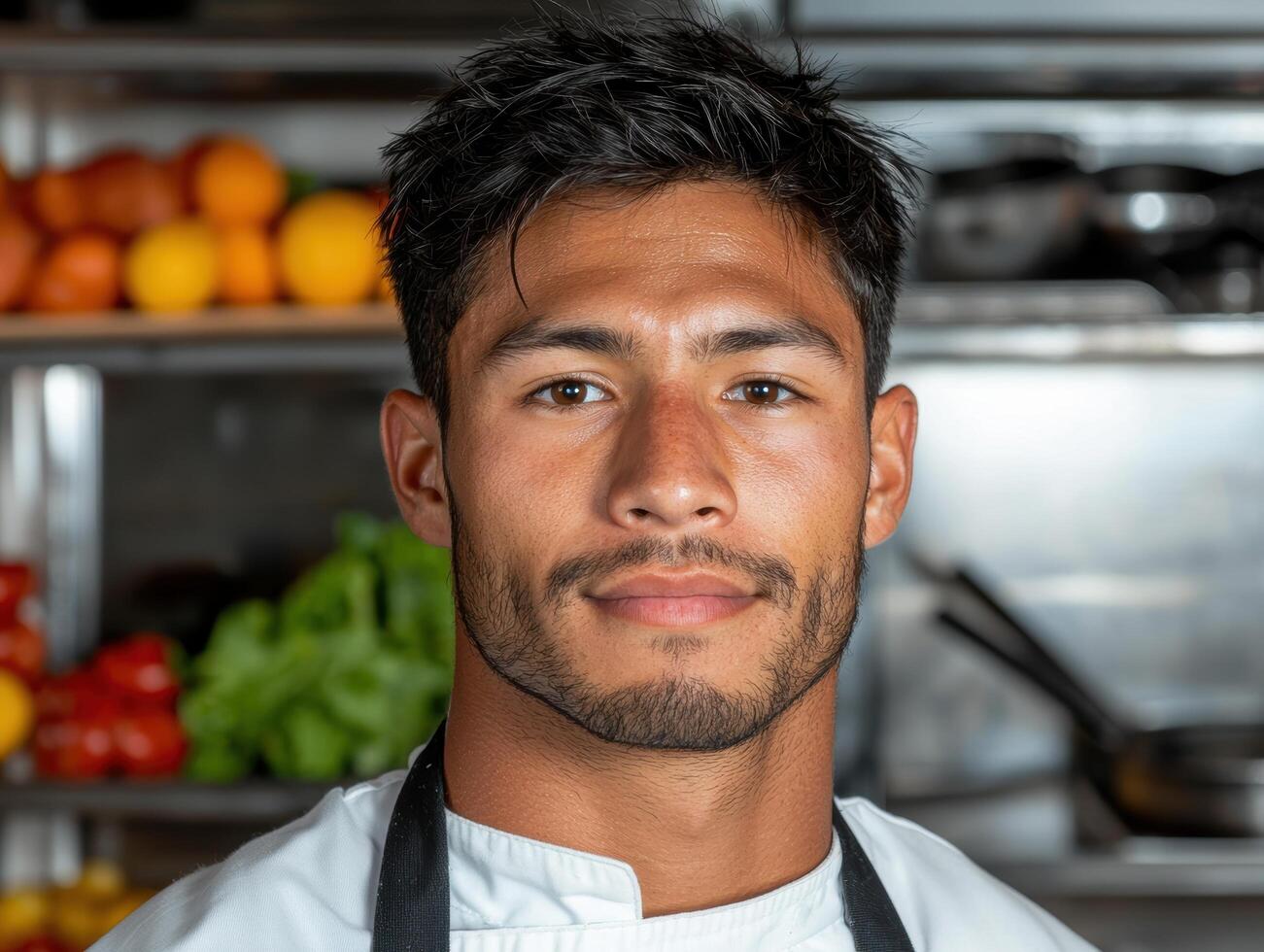 portrait of a young asian chef in a kitchen photo