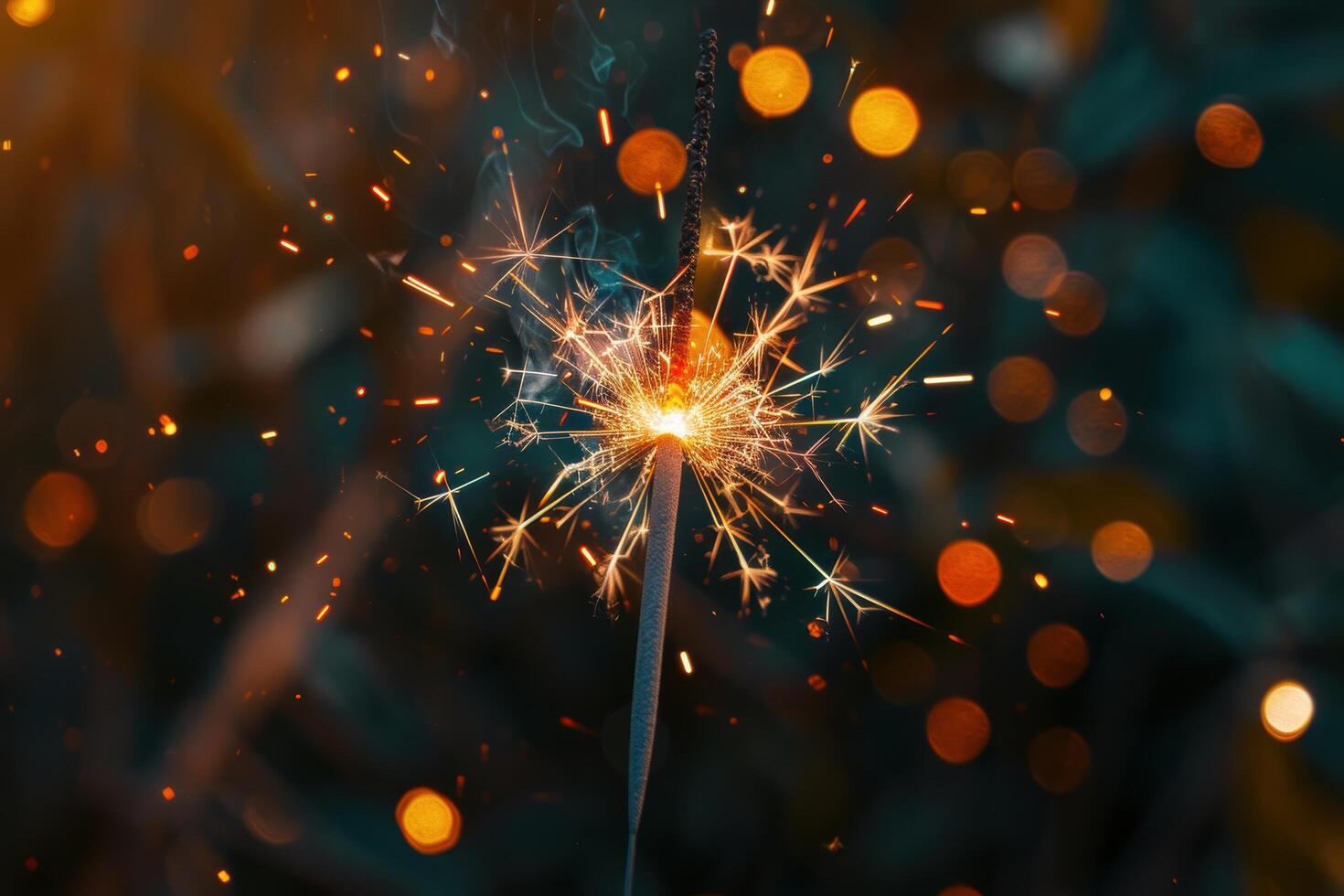 Sparkling fireworks display with bright bursts of light photo