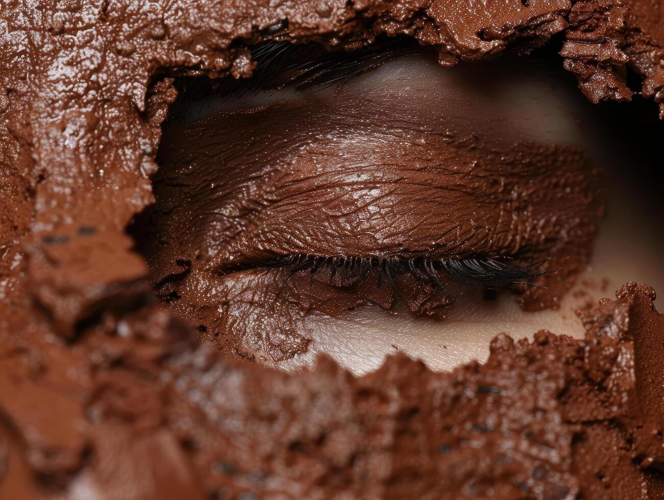 Closeup of rich chocolate cake texture photo