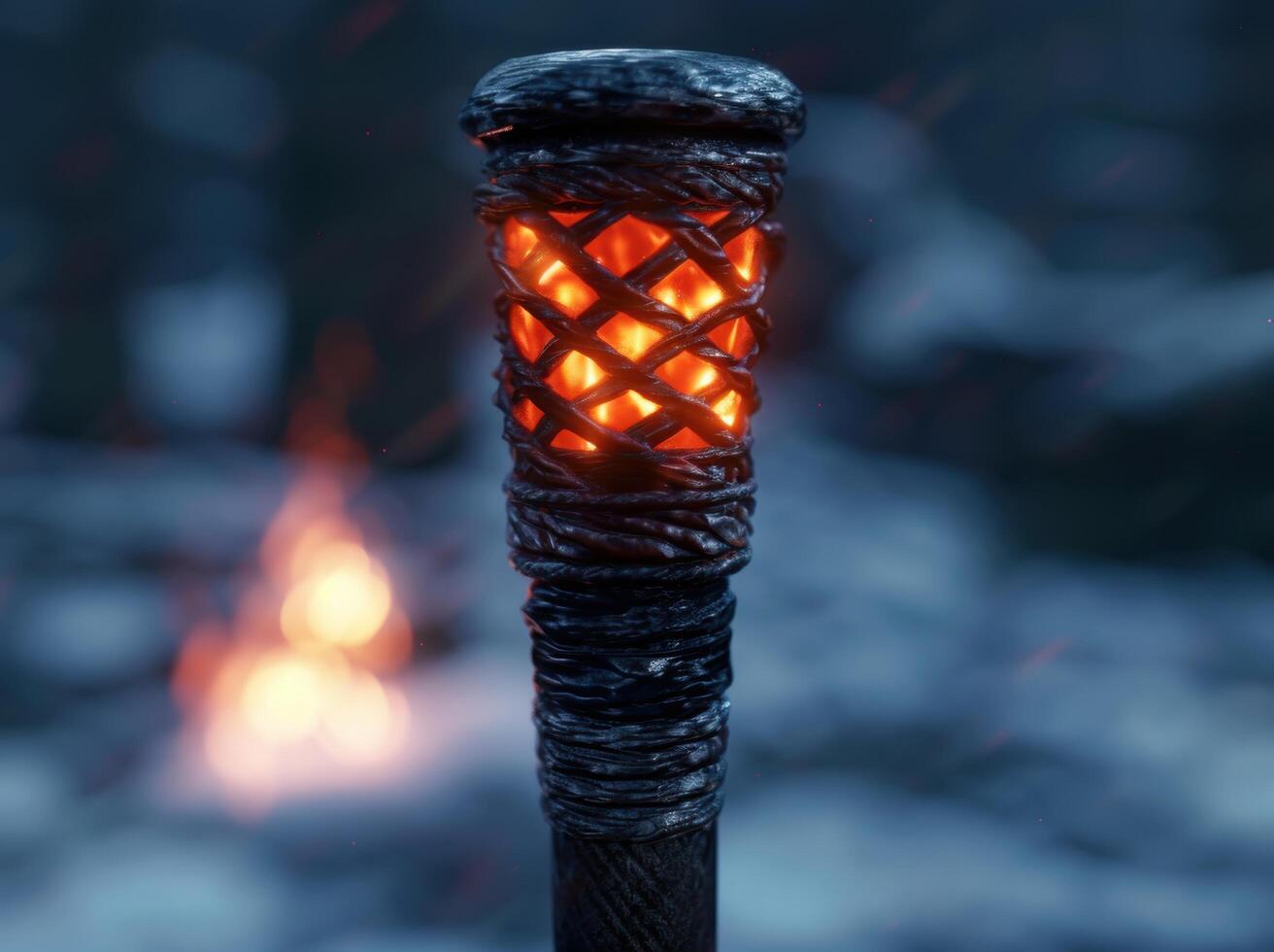 Glowing lantern in the dark photo