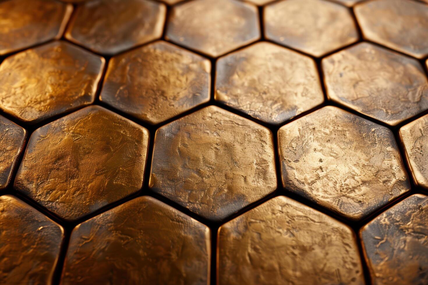 Textured golden hexagon pattern photo