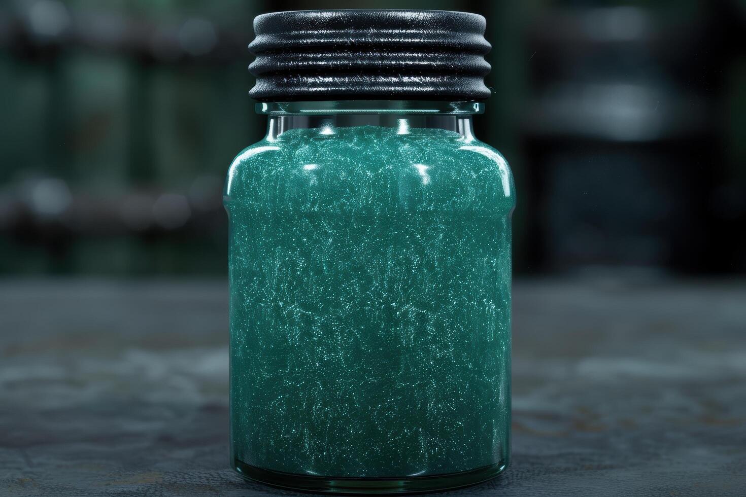 Glowing green crystal jar photo