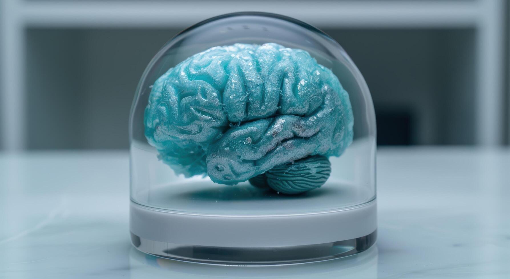 Preserved brain model in glass container photo