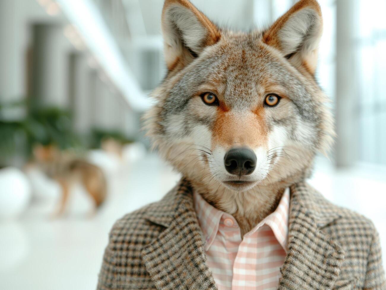 Stylish wolf in business attire photo