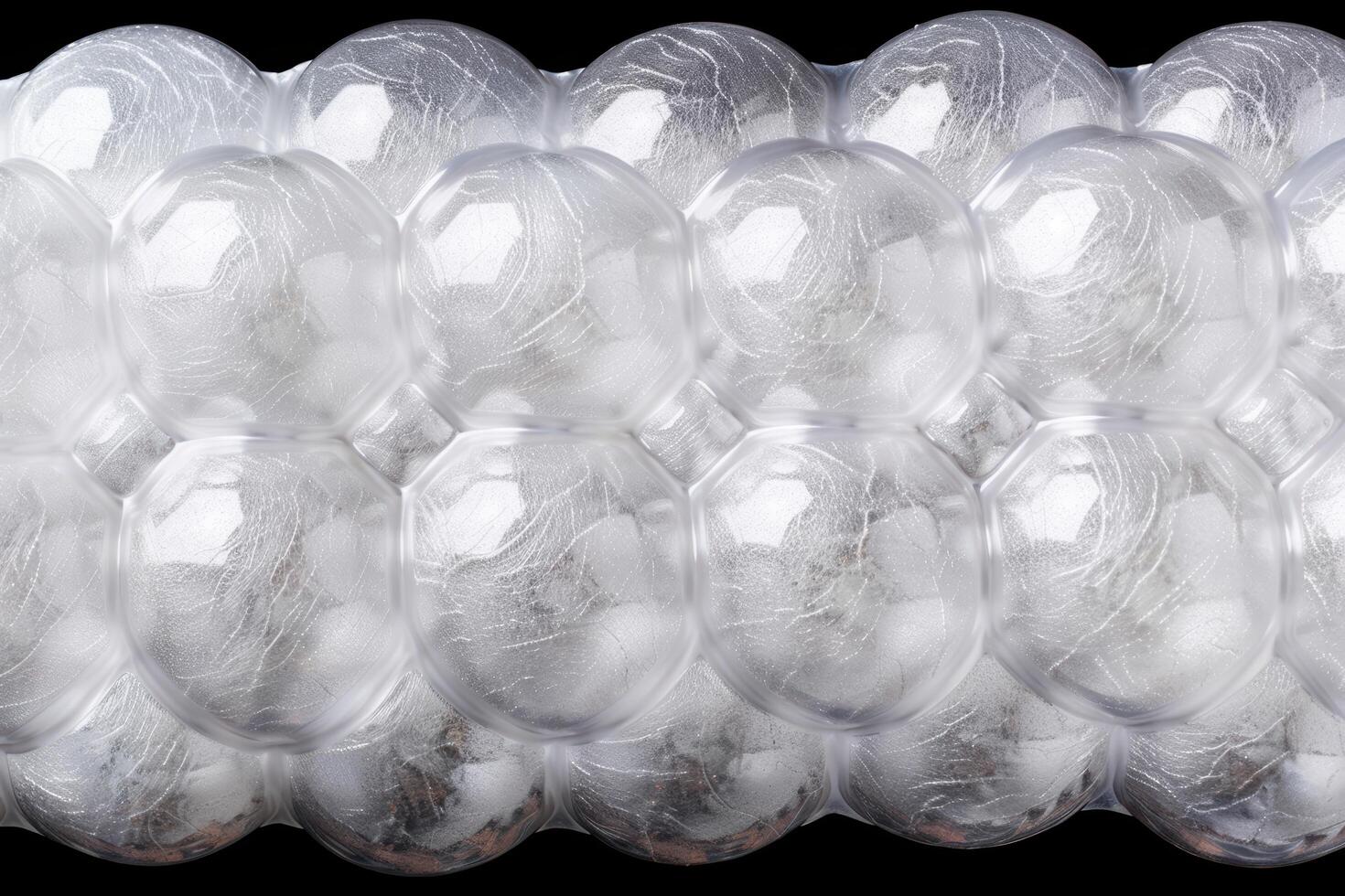 Rows of clear glass spheres photo