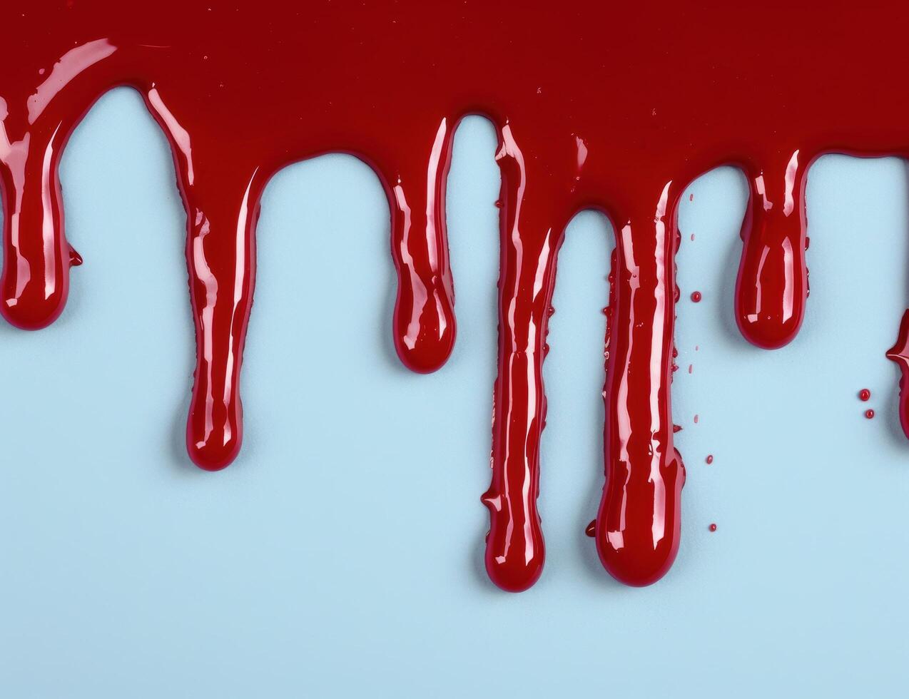 Dripping red liquid on white background photo