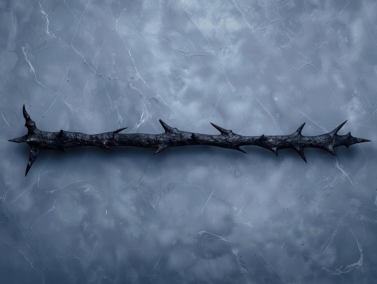 dark thorny branch against a moody cloudy sky photo