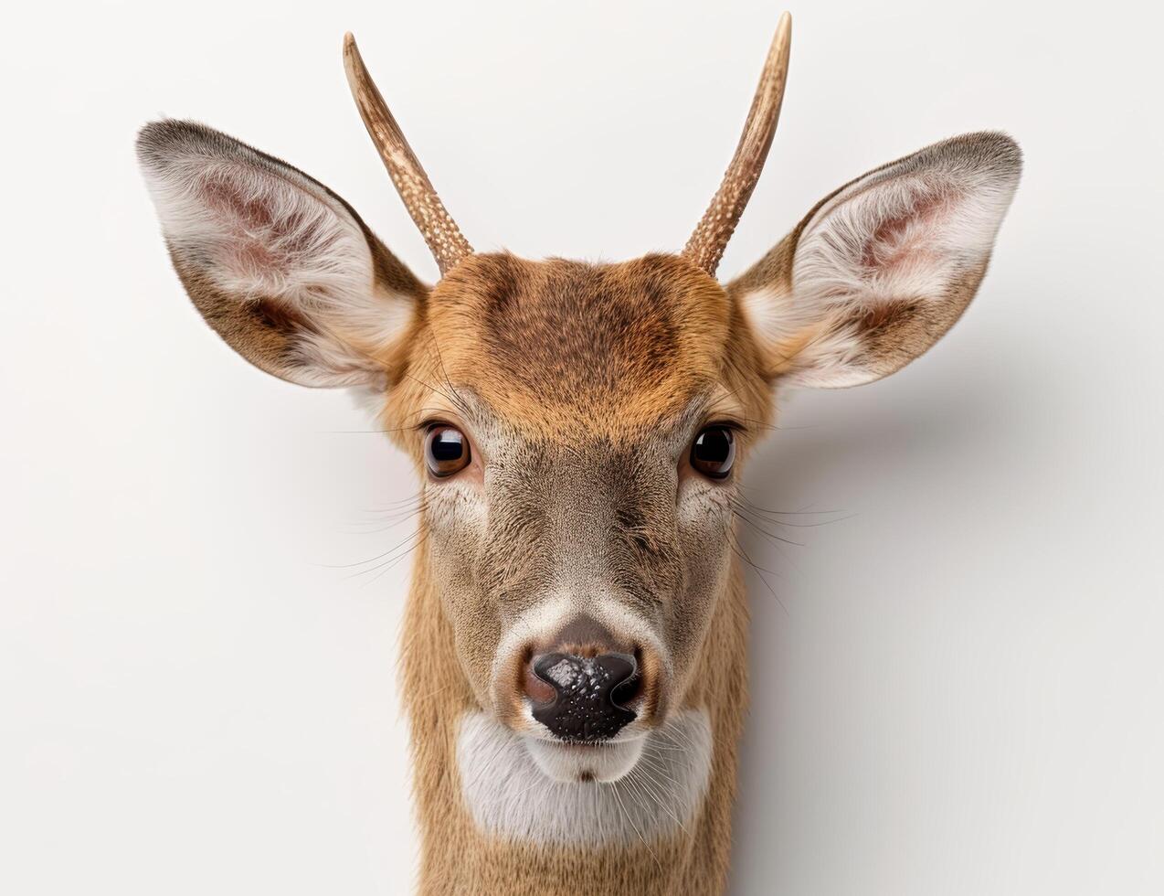 Closeup portrait of a deer with large ears and a curious expression photo