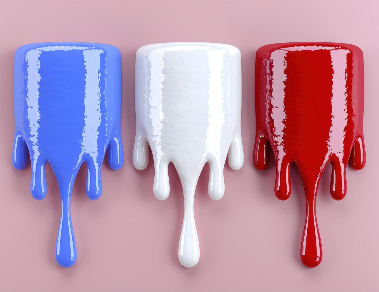 Colorful paint drips on pink background photo