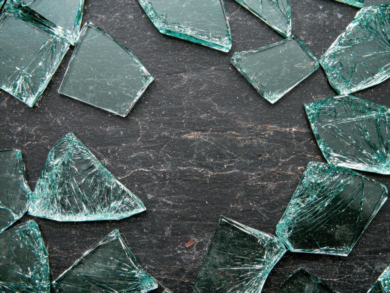 Shattered glass on dark background photo