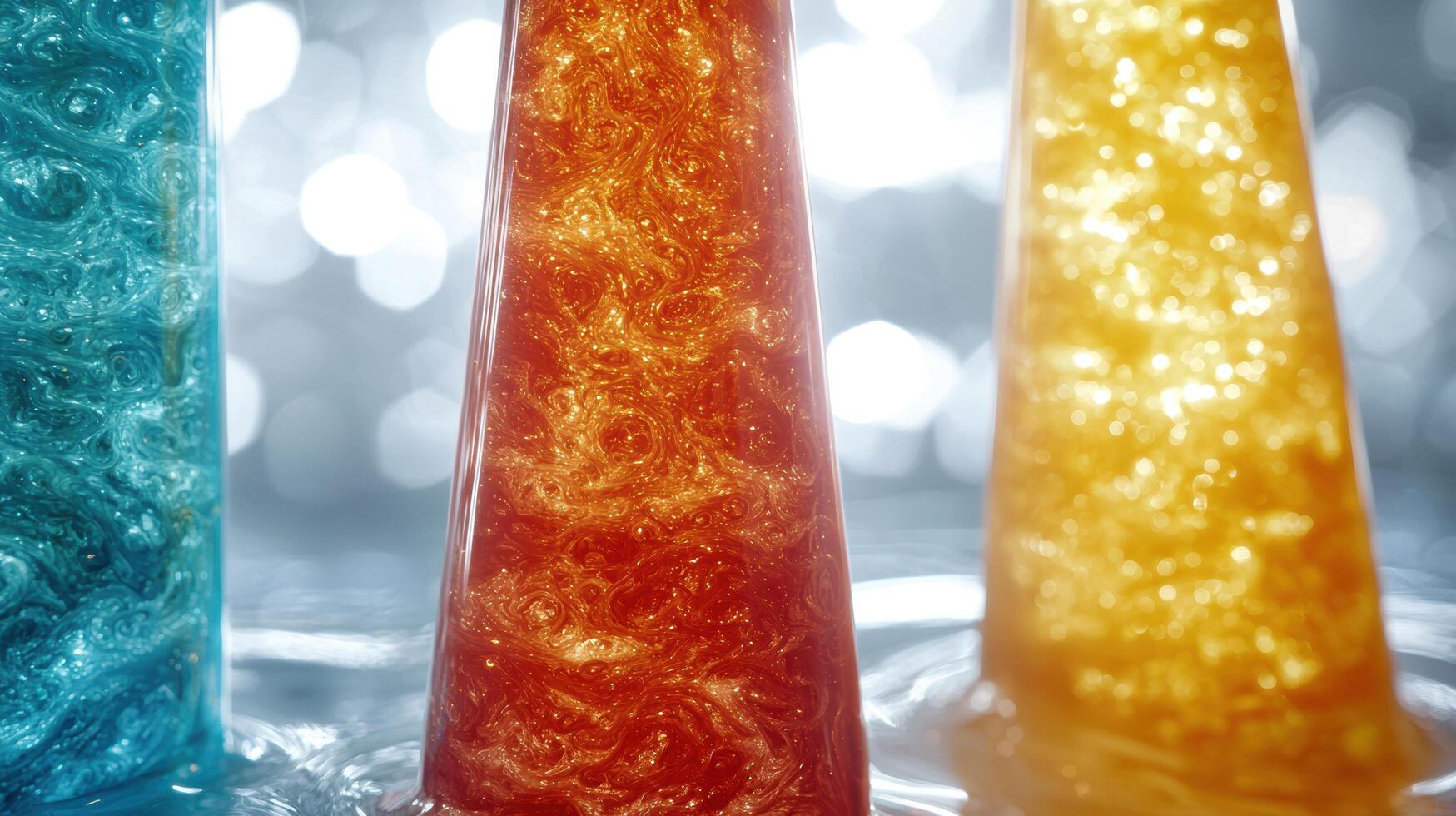 Colorful glass lamps with swirling patterns photo