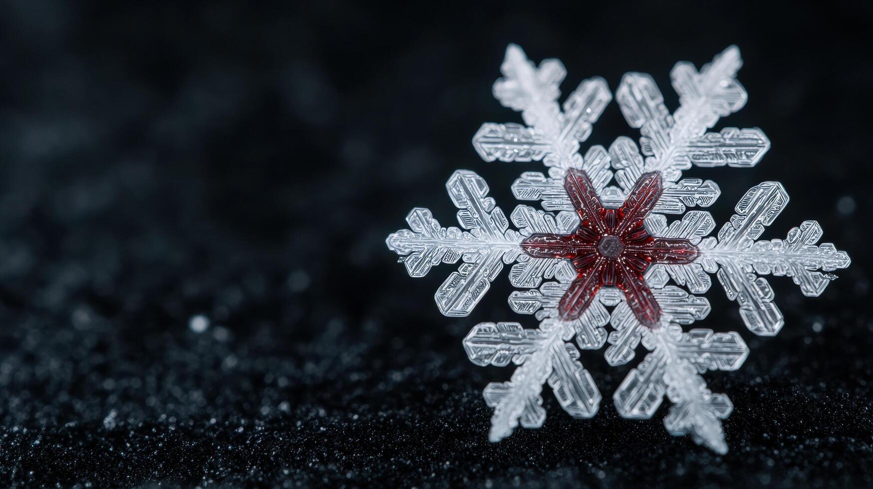 Intricate snowflake crystal on dark background photo