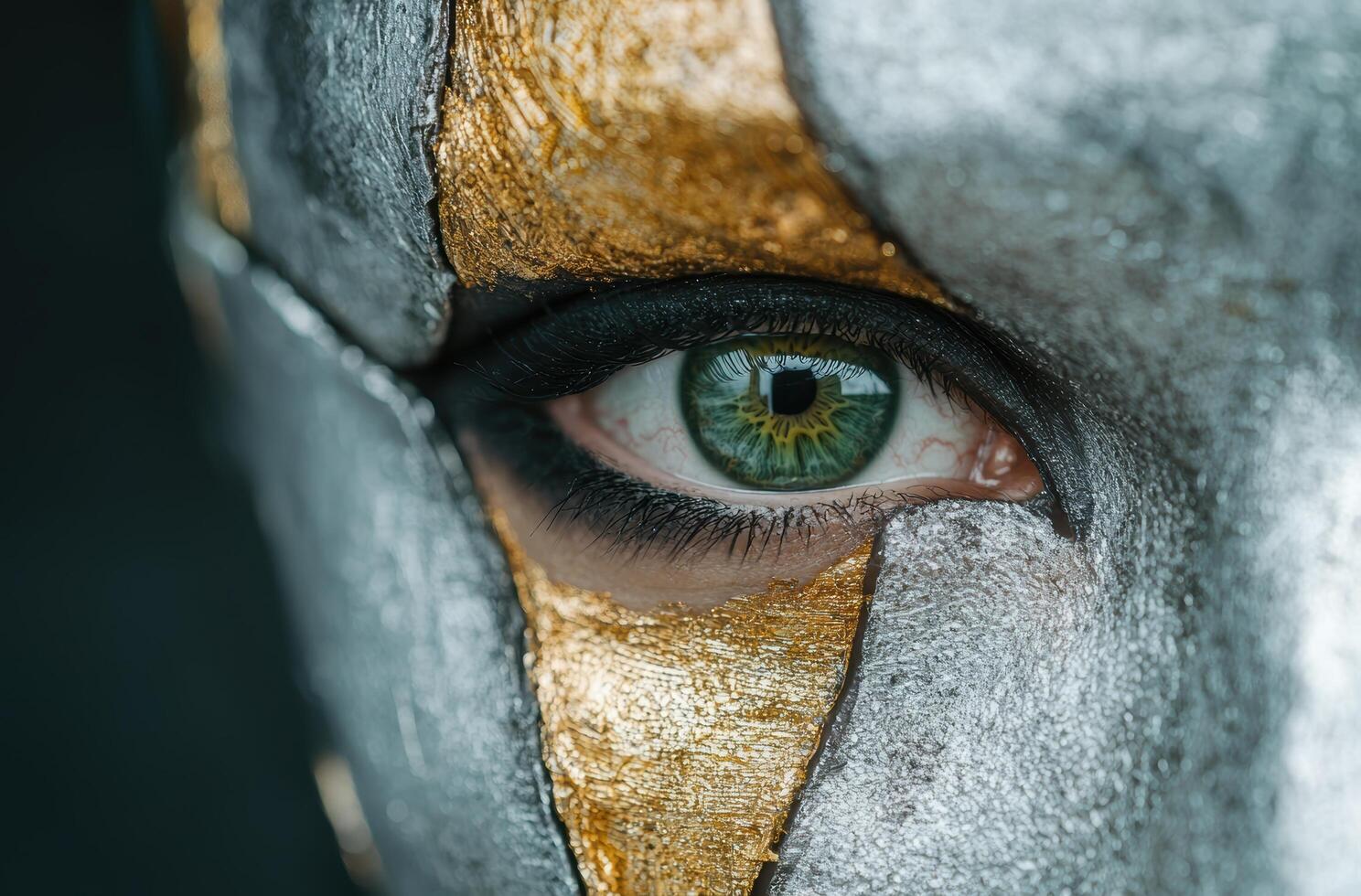 Mysterious eye peeking through textured surface photo