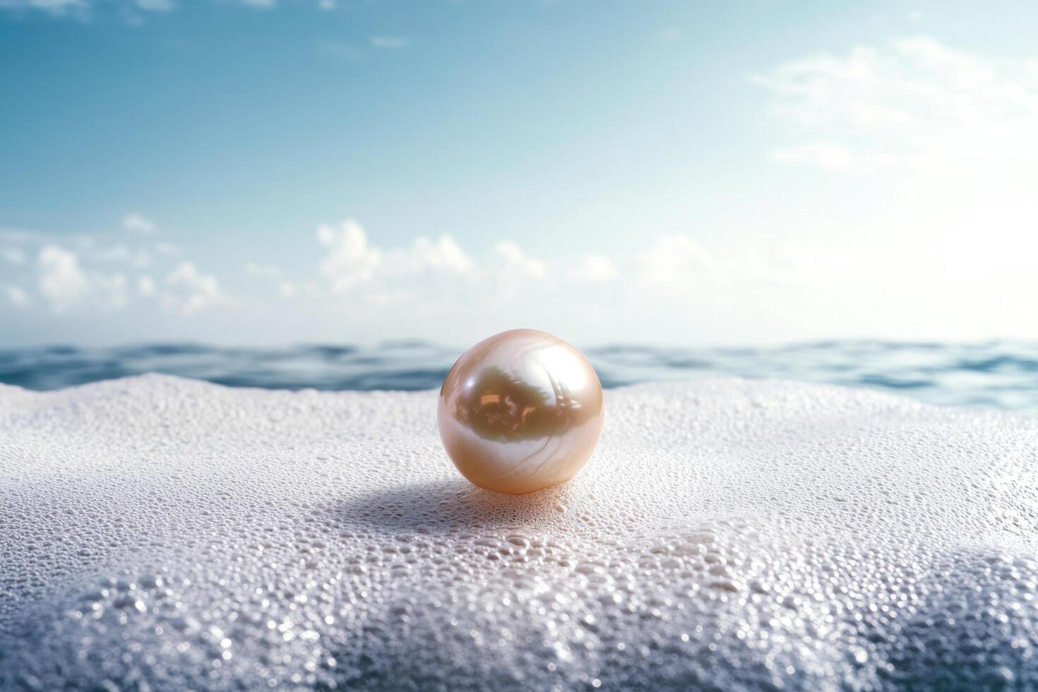 Serene pearl on sandy beach photo