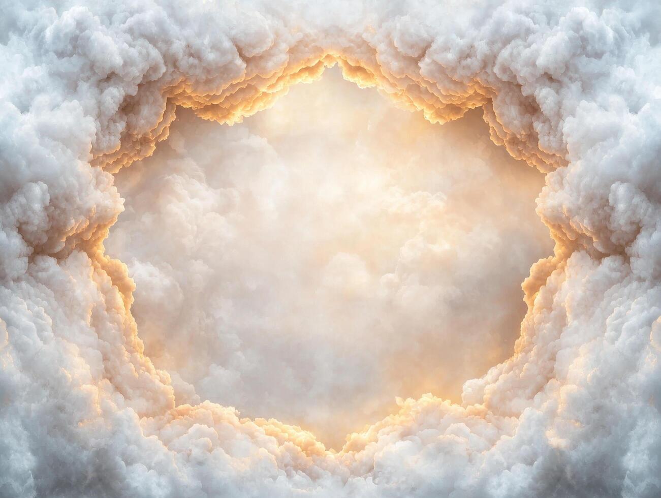 Heavenly clouds with glowing light photo