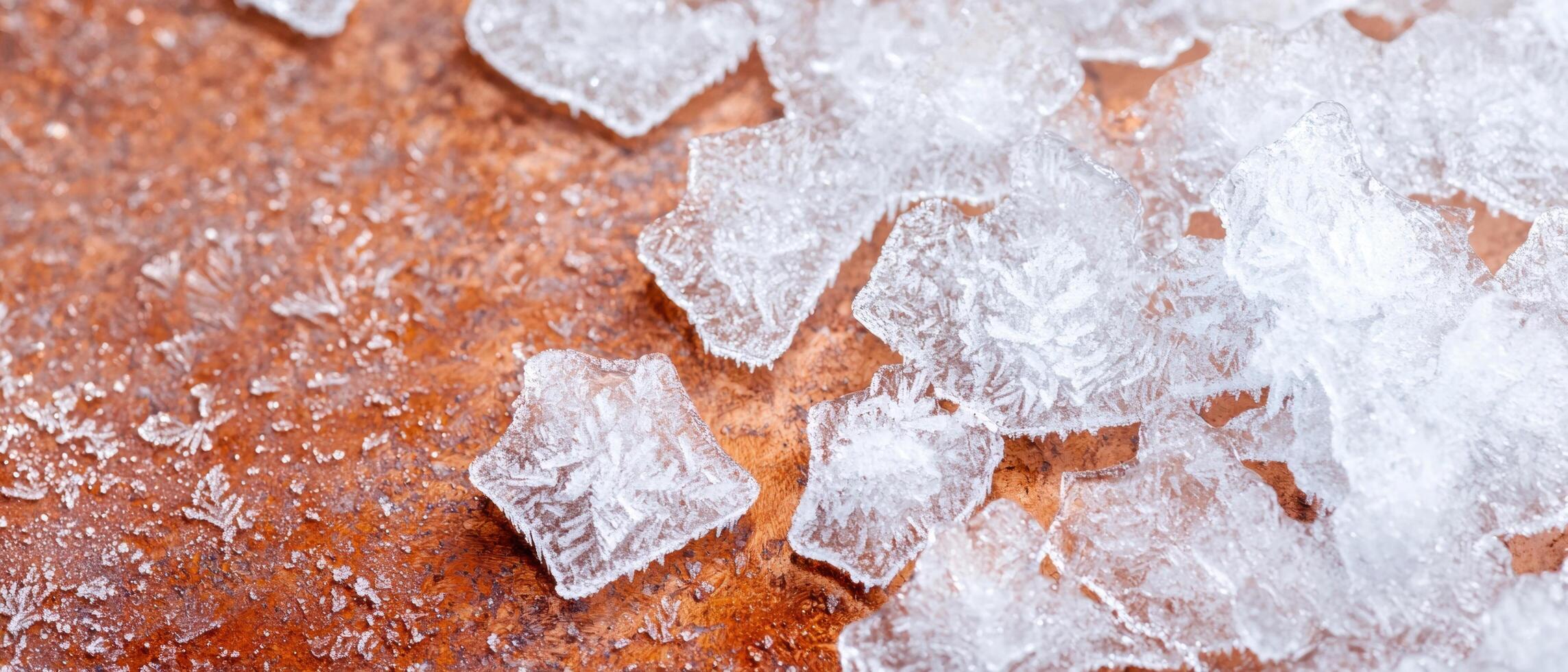 Frozen crystals on a rusty surface photo